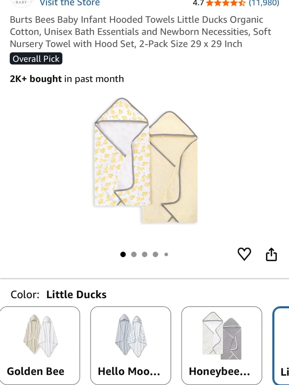 Burt’s Bees Baby towels with hood